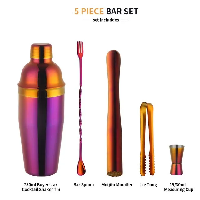 750 ml metal cocktail shaker sæt
