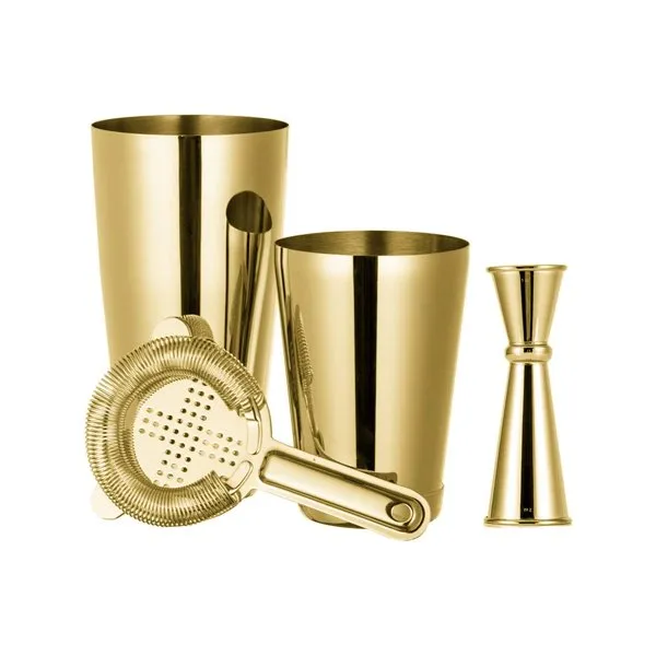 Cocktailfremstillingssæt i guld