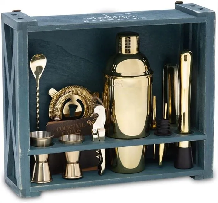 Gold Metal Cocktail Shaker Kit