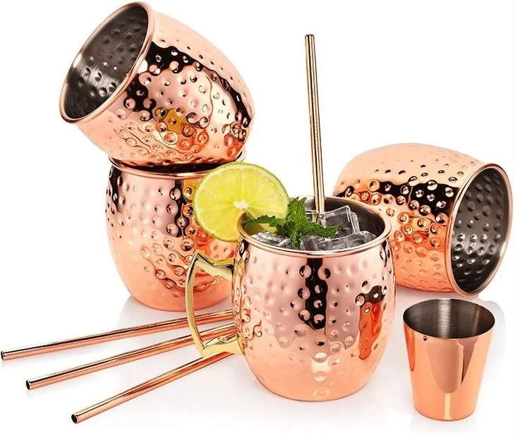 Rustfrit stål kobber krus med strå